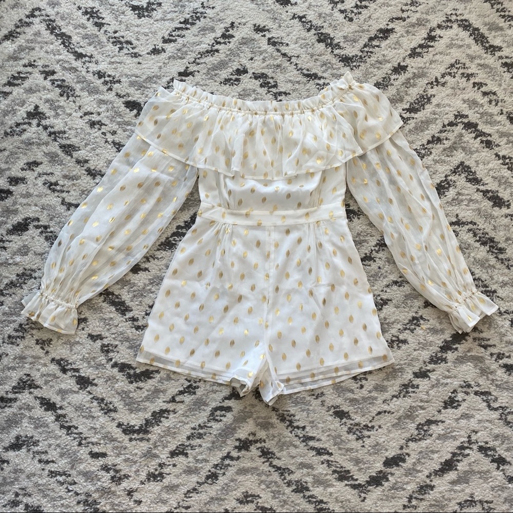 Endless Rose Chiffon Off-the-Shoulder Romper - Picture 6 of 7